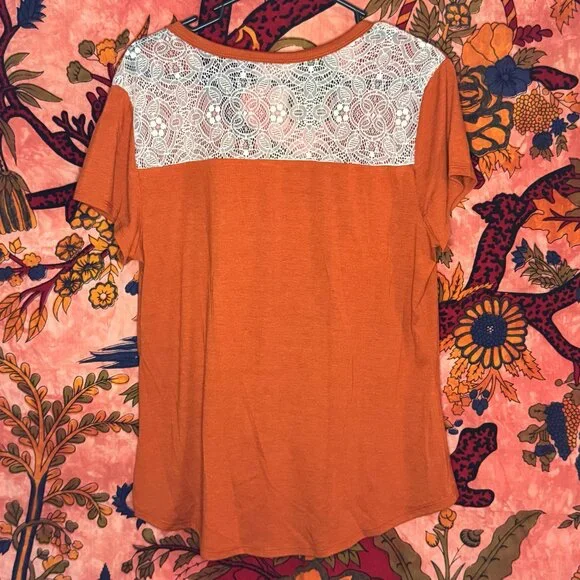 V-Neck Burnt Orange Comfy Blouse - Picture 2 of 3